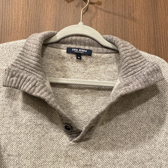 Luca Nobili Gray Italian Wool Blend Buttoned Mockneck Pullover Sweater Size XL - Picture 4 of 14